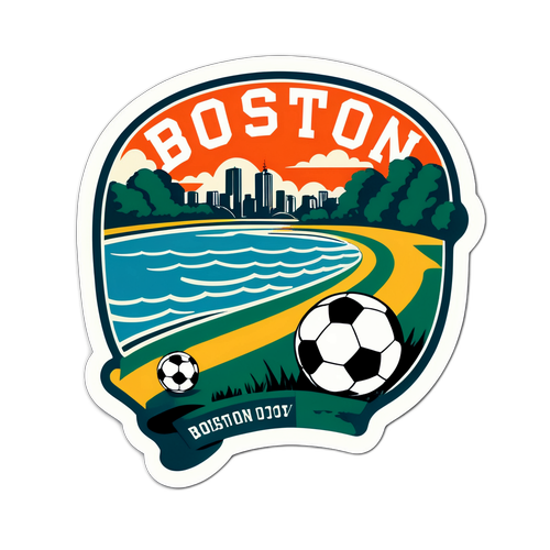 Adesivo Vintage do Rio de Boston em Estilo Retrô