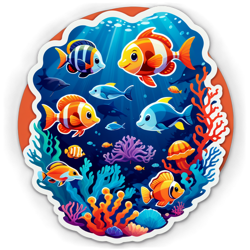 藍色海底世界中的多彩海洋生物