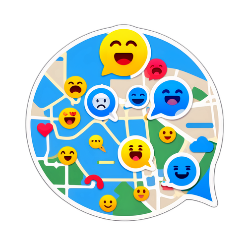 Стилізована карта тривоги з емоційними емодзі, що відображають громадські настрої