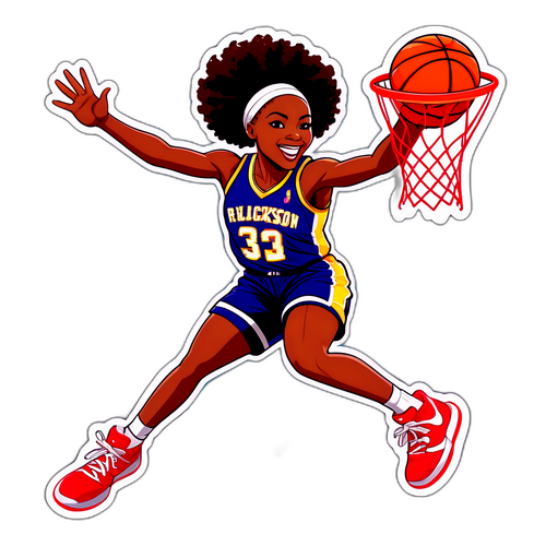 A Sporty Sticker of Rickea Jackson Making a Slam Dunk