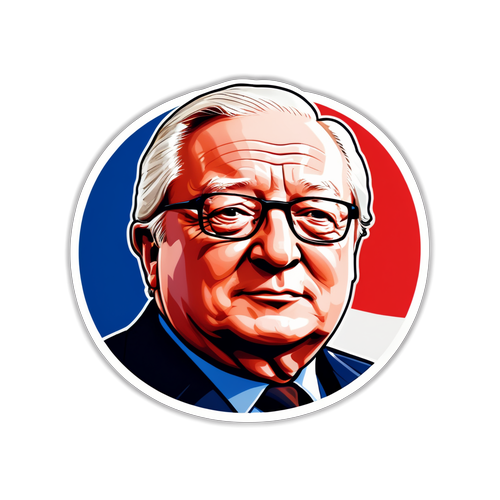 Autocollant de Jean-Marie Le Pen avec un fond tricolore