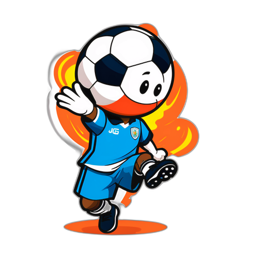 एक एनिमेटेड फुटबॉलर स्टिकर
