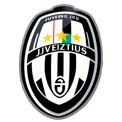 Stiker Emblem Juventus dengan Grafik Sepak Bola dan Frasa 'Forza Juventus!'