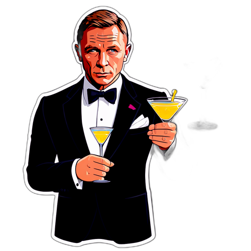 Ein Aufkleber von Daniel Craig als James Bond