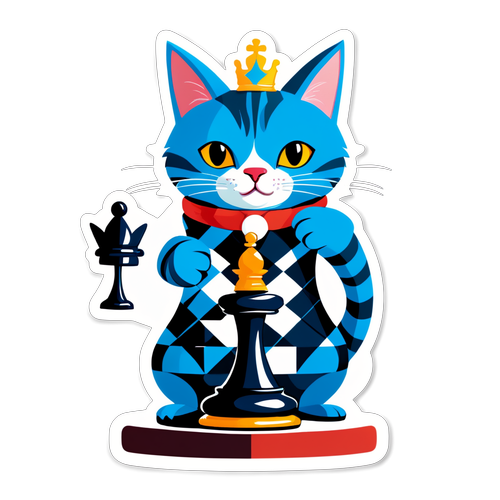 Søt katt kledd som sjakkfigur