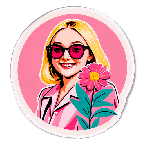 Retro Dakota Fanning z różowym tłem