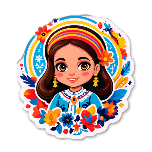 Sticker que celebra a Antonella Menem con elementos de la cultura argentina