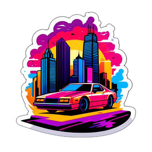 Stiker Pemandangan Kota Futuristik