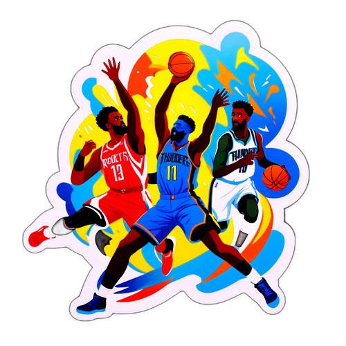 Scène dynamique du match Thunder contre Rockets