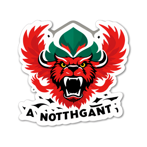 En dramatisk klistermärke av Nottingham Forests logo omgiven av en vrålande publik