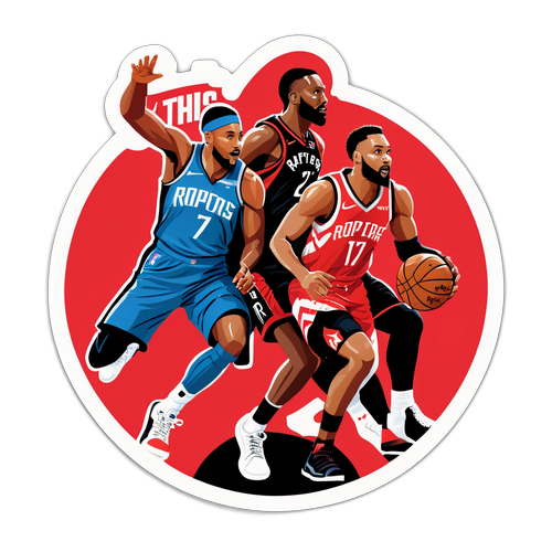 Sticker de un emocionante juego entre los Raptors y los Rockets