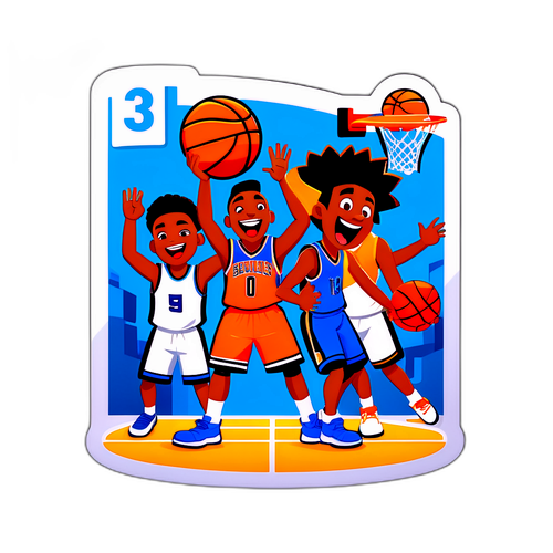 Sticker ng Korner ng Basketbol na may Naguumapaw na Kaligayahan