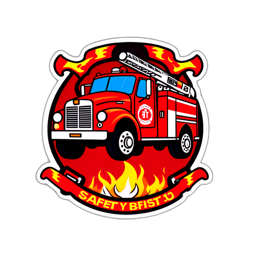 大分の火災シーンをテーマにしたステッカー