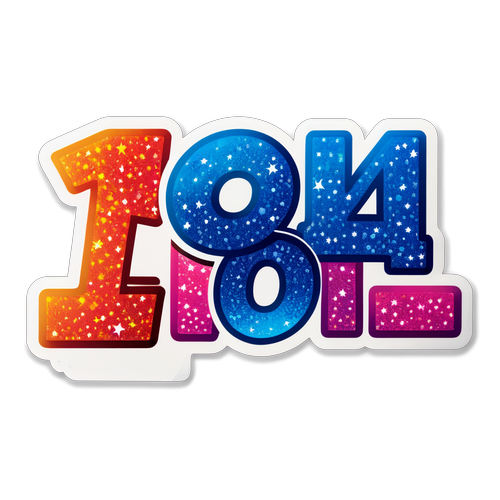 סטיקר עם המספר 14 בעיצוב נוצץ