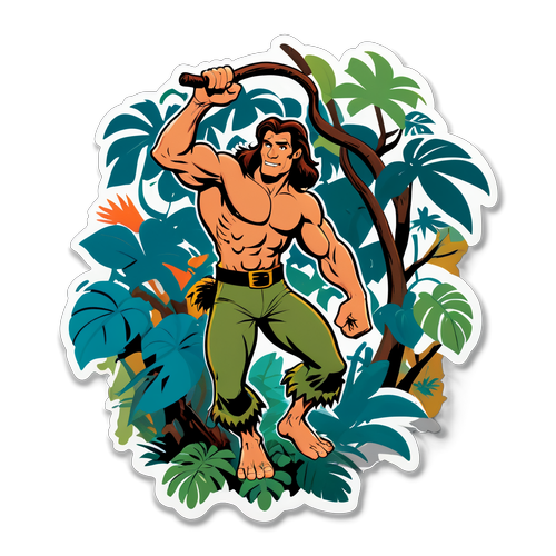 Oplev Eventyret: Ron Ely som Tarzan i en Fantastisk Retro Comic Sticker!