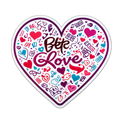 Дизайн сердца с нотами, посвященными шоу 'Ставка на любовь'