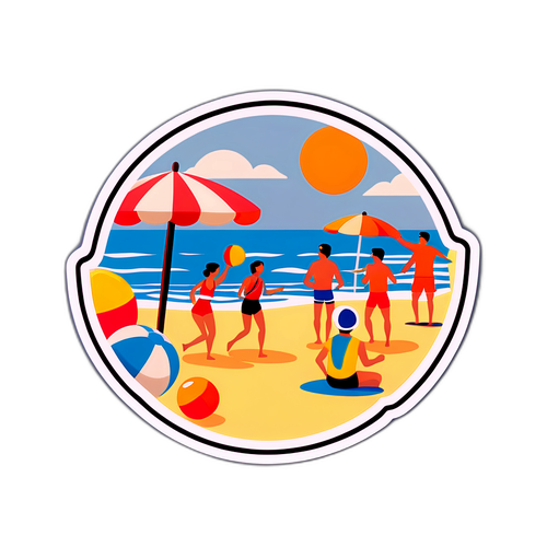 Retro stijl sticker van Pafos strand