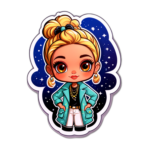 Muotitietoista nuorta tyttöä esittävä tarra