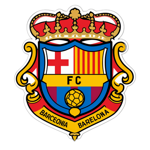 Sticker z herbem Barcelony i motywami piłkarskimi