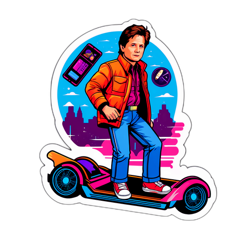 Nostalgisk klistermærke af Michael J. Fox fra 80'erne