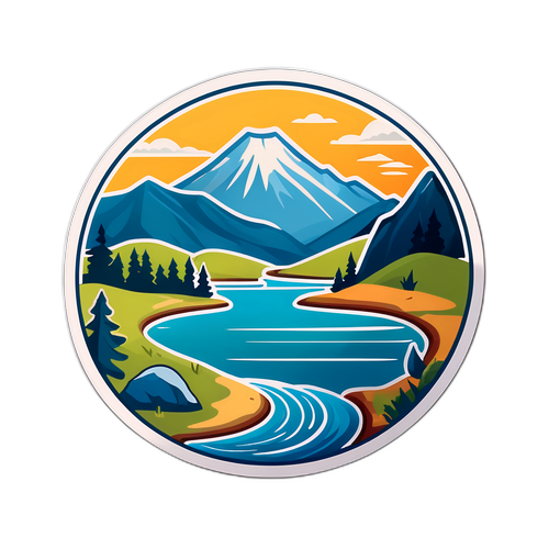 Un diseño que ilustra un paisaje fluvial acompañando un ciclo de vida