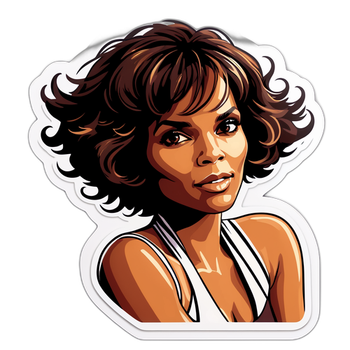 Inspirerad av Halle Berrys filmer, en klistermärke som kombinerar glamour och styrka