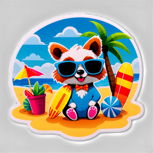 Beach Fun with Quirky Animals Sticker