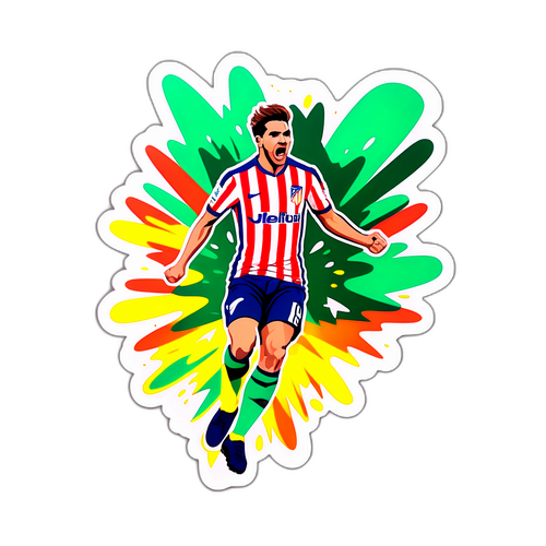 Μια δυναμική έκρηξη χρωμάτων που συμβολίζει την ενέργεια του αγώνα μεταξύ της Ρεάλ Μπέτις και της Ατλέτικο Μαδρίτης