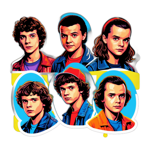 Силуети акторів з серіалу "Stranger Things" у стилі поп-арт