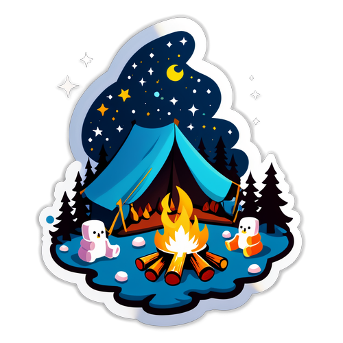 Cozy Campfire Night Sticker
