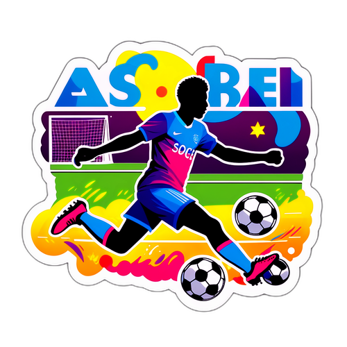 Silhouette Colorata del Campo da Calcio con 'Segna Grande!'
