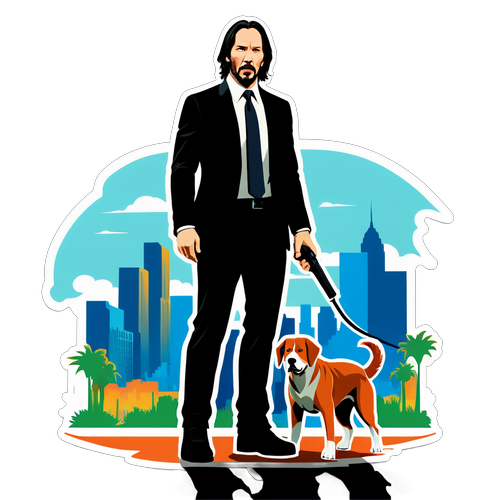 Szene aus John Wick mit Keanu Reeves und einem Hund
