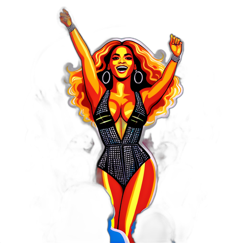 Illustration Vibrante de Beyoncé Entourée de Fans