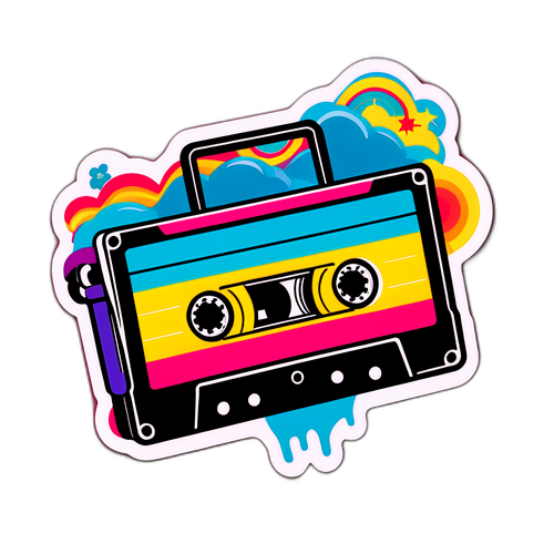 סטיקר נוסטלגי של נועה קירל עם קלטת רטרו