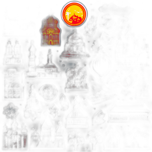 Наклейка с символами городов, таких как Урюпинск