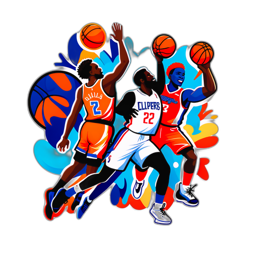 Masiglang Ilustrasyon ng Labanan ng Magic at Clippers