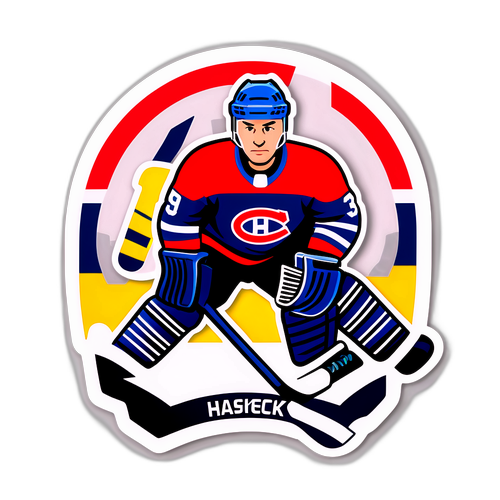 Stylizovaná postava Dominika Haška v hokejovém vybavení