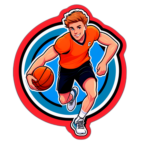 Wesoły naklejka przedstawiająca Luke'a Littlera w akcji sportowej