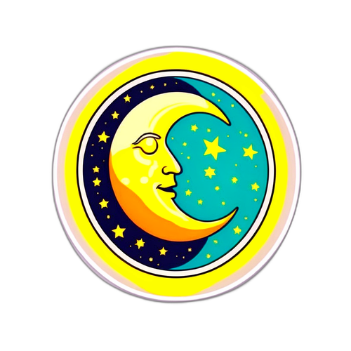 Stylistischer Mondaufkleber mit dem Datum 'Vollmond Juni 2025'