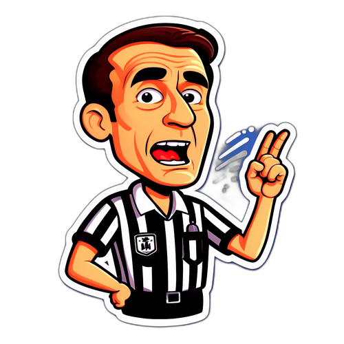 Autocolant umoristic cu arbitru de fotbal