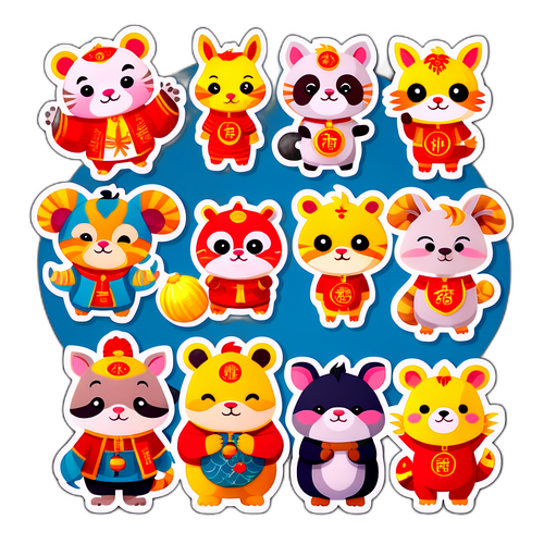 Stiker Tahun Baru Cina yang Menggemaskan