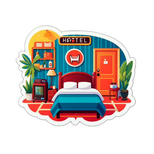 Hotell-tema klistremerke