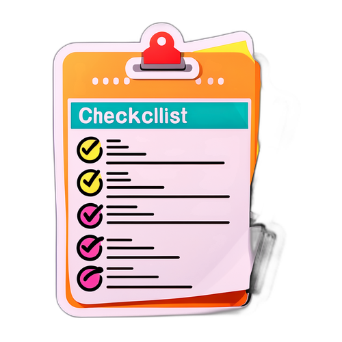 สติกเกอร์การประชุมผู้จัดการพร้อมรายการตรวจสอบและบันทึกที่น่าสนใจ