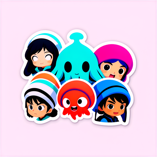 สติกเกอร์จาก Squid Game 2 featuring ตัวละครในฉากที่น่าตื่นเต้น