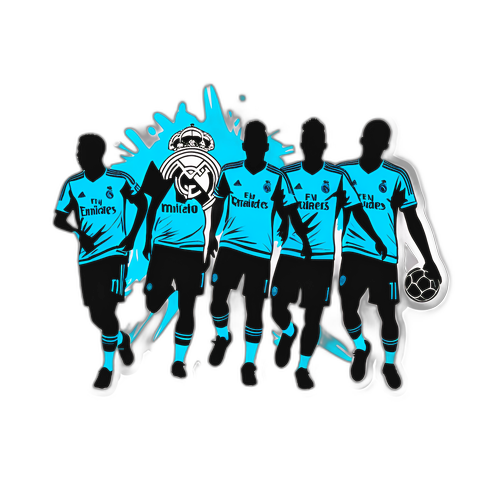 סילואט טרנדי של שחקני ריאל מדריד בפעולה עם רקע אמנות גרפיטי