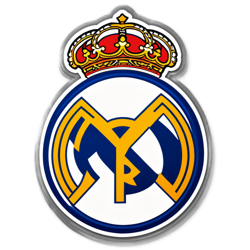 Logo Real Madrid dengan Bola Sepak dan Teks 'Champions League Glory'