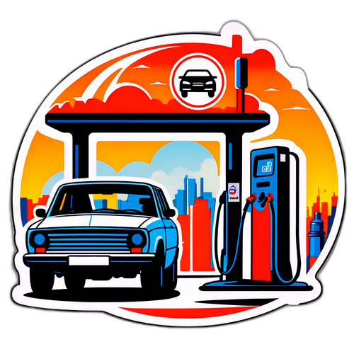 Autoturism la stația Petrom