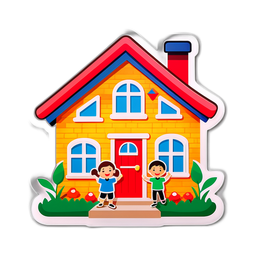Mutlu Ev Sembolü Sticker Tasarımı