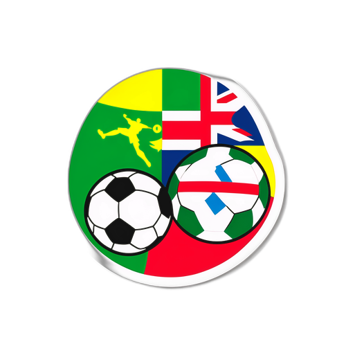 Isang Sticker ng Football na may mga Watawat ng England at Senegal