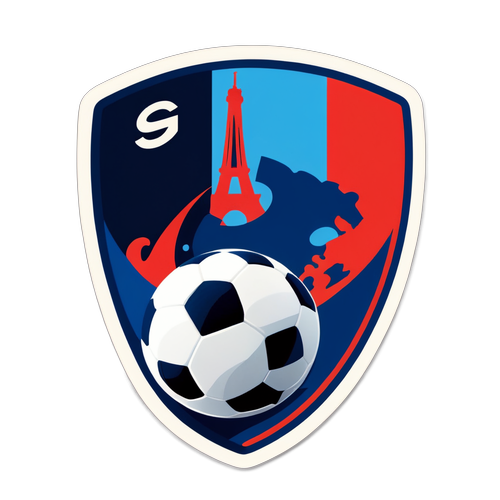 Un design de sticker du logo du Paris SG avec un ballon de football